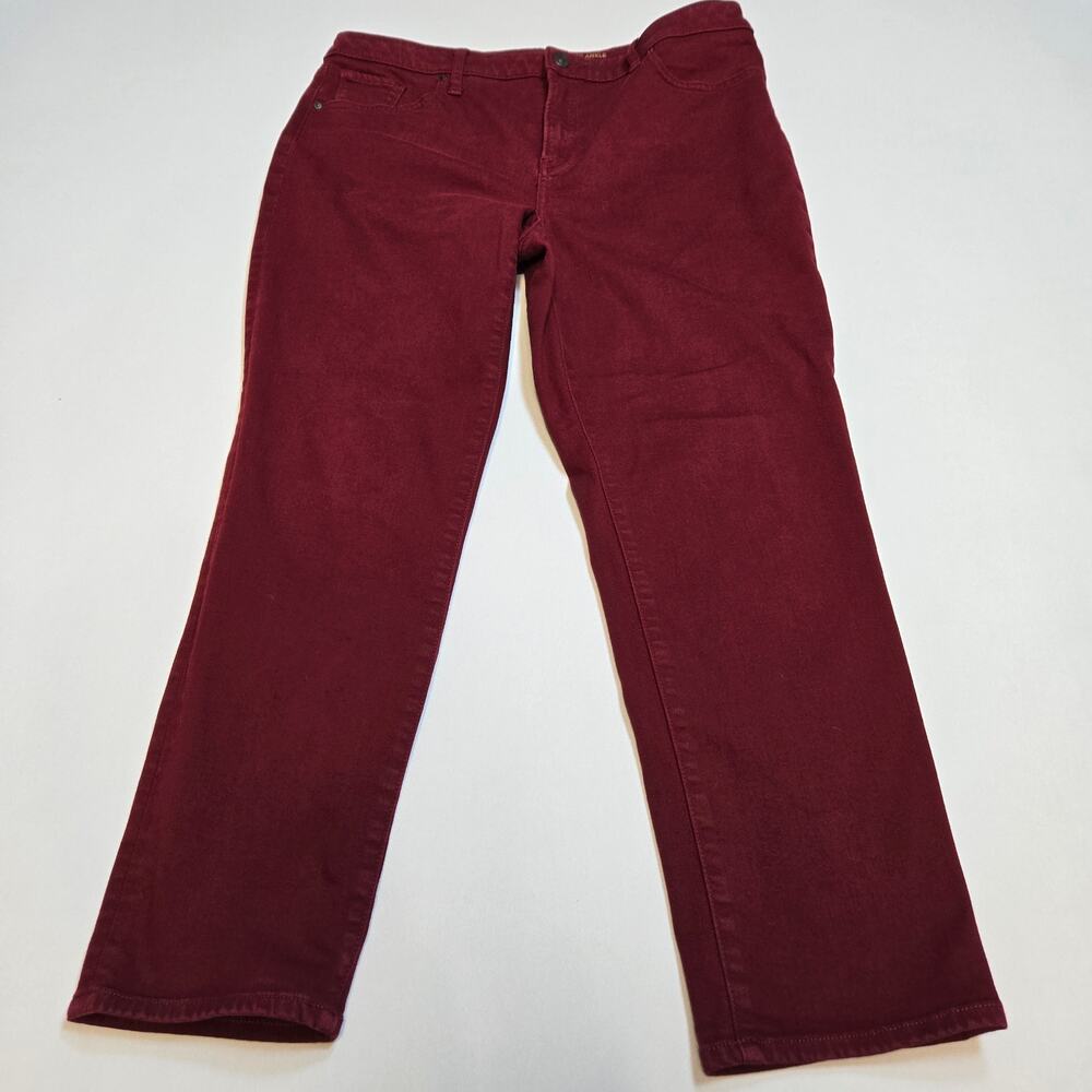 Chico's So Slimming Girlfriend Slim Leg Ankle, Burgundy, Size 12